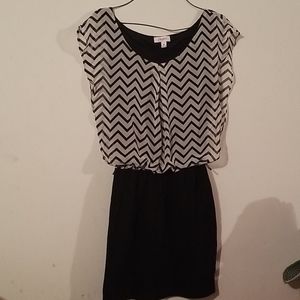 Black and white striped body con dress